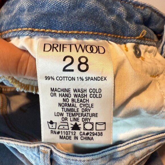 Driftwood Women 28 Charlee Jeans Wide Leg Cropped Button Fly Blue Denim STAIN - Picture 6 of 10